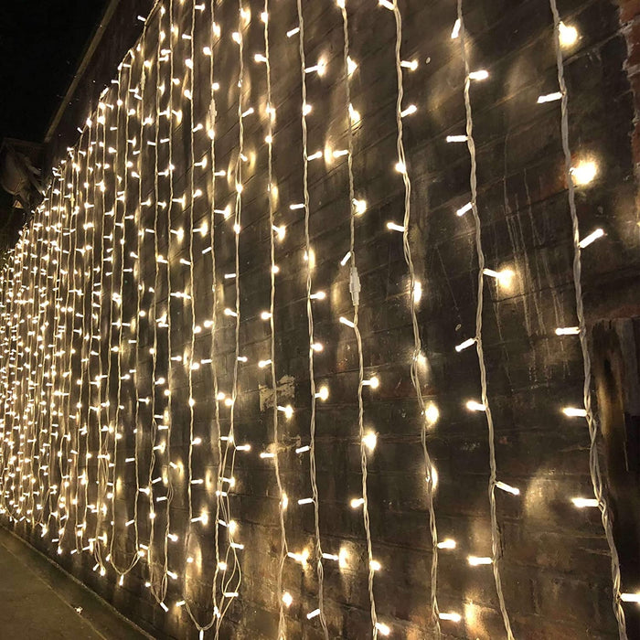 600 LED 6X3M Christmas Curtain Lights Warm White