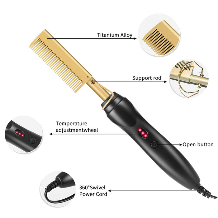 Multifunctional Wet And Dry Dual Use Electric Hair Straightener - Gold