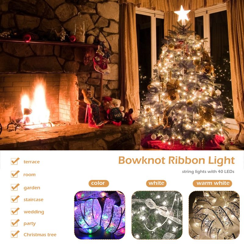 4m 40LEDs Christmas Tree Decoration LED Ribbon String Light - White Light