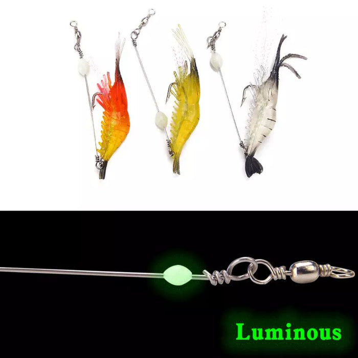 Luminous Artificial Shrimp Fishing Lure with Hook - Yellow Red