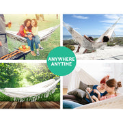 Gardeon Hanging Tassel Hammock Swing Bed Cream Furniture > Outdoor