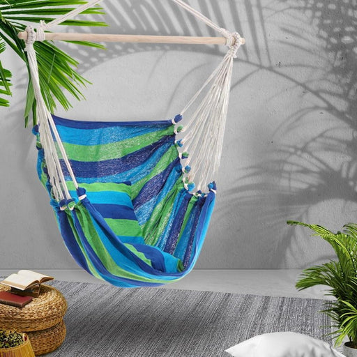 Bostin Life Gardeon Hanging Hammock Chair Swing Indoor Outdoor Portable Camping Blue Dropshipzone