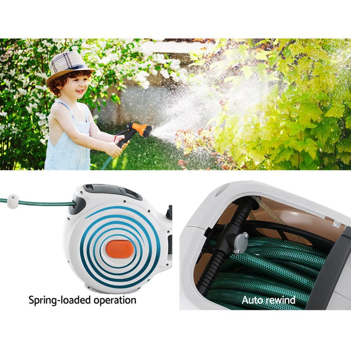 Bostin Life Retractable Hose Reel 20M Garden Water Spray Gun Auto Rewind Home & > Tools