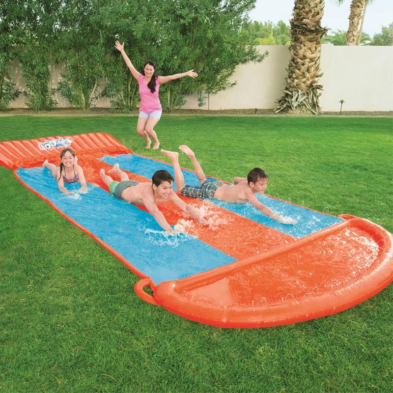 Bostin Life Bestway Triple Water Slip And Slide Kids Inflatable Splash Toy Outdoor 5.49M