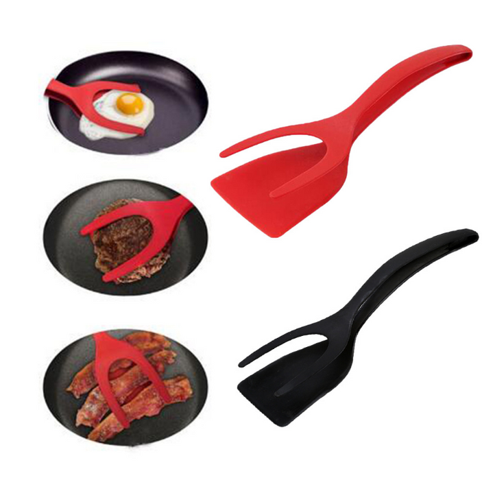 Bostin Life 2 Pcs In 1 Silicone Omelette Pancake Burger Toast Spatula Flip Spoon (Red) Sunsky