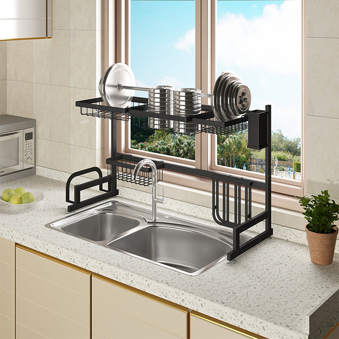 Stainless Steel 2-Tier Over Sink Dish Drying Kitchen Shelf Organizer