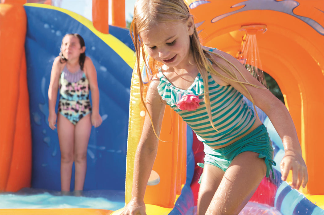 Inflatable Kids Jumping Castle Hurricane Tunnel Blast Water Slide Mega Playground Pool