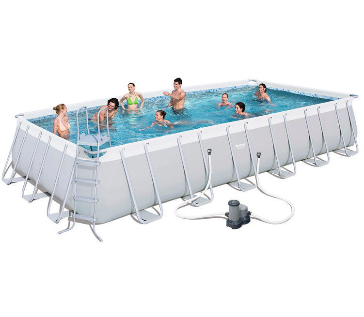 Bestway Power Steel Rectangular Frame Above Ground Swimming Pool with Pool Filter - 7M