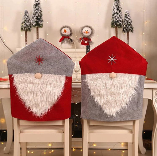 Bostin Life Felt Fabric Christmas Chair Cover Long-Haired Santa Claus Beard Seat Back (Grey)