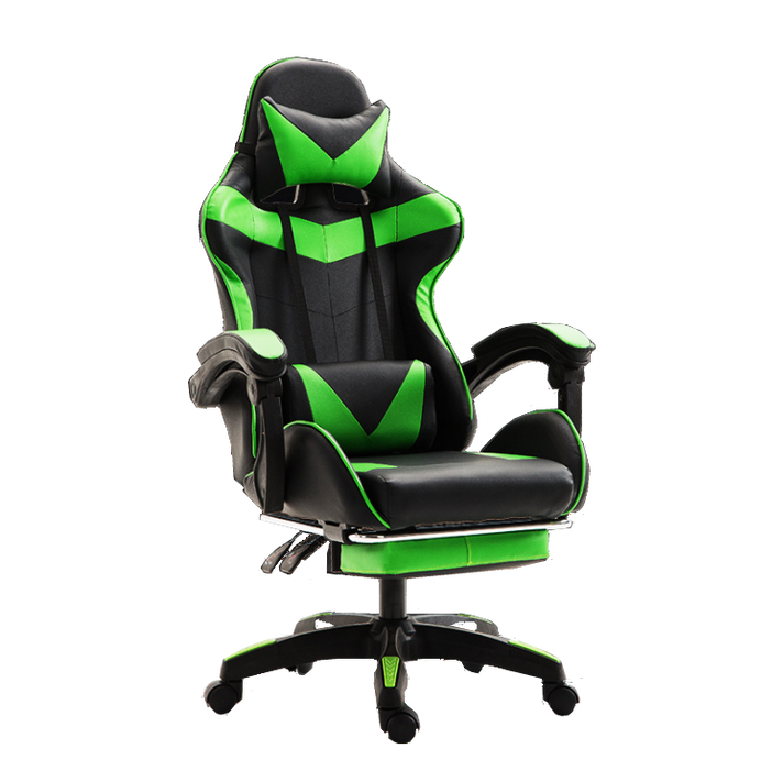 Bostin Life Gaming Chair Computer Chairs Recliner Pu Leather Seat Armrest Footrest Black Green