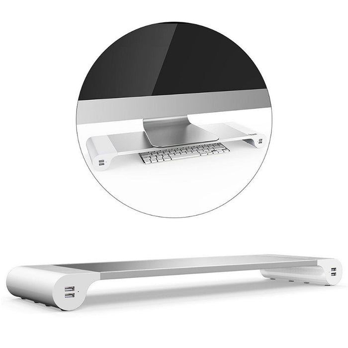 Non-slip Aluminum Alloy Desktop Monitor Stand Riser with USB 4-ports