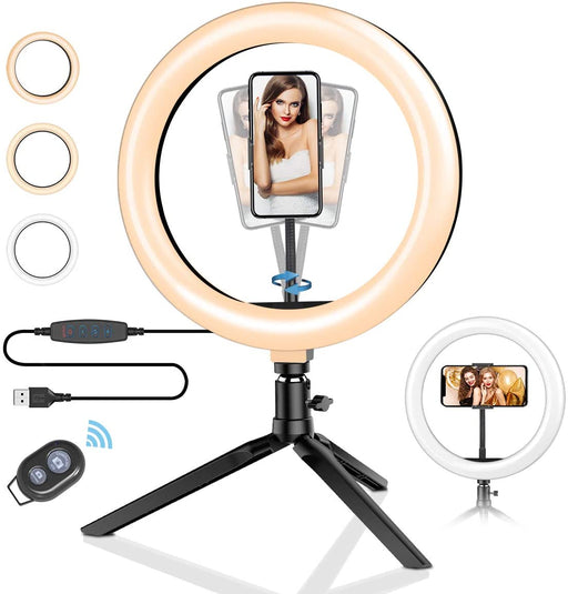 Bostin Life 10Inch Led Studio Lamp With Live Desktop Tripod Phone Holder Selfie Ring Light