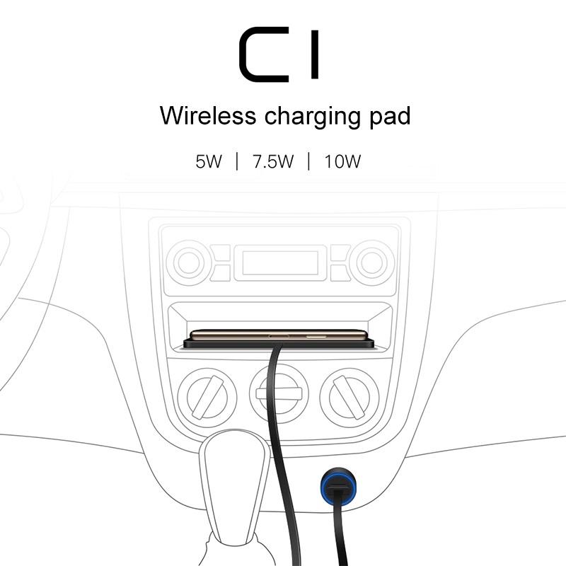 Bostin Life 2 In 1 Anti-Slip Silicone Pad Qi-Powered Fast Wireless Charger Car Centre Console