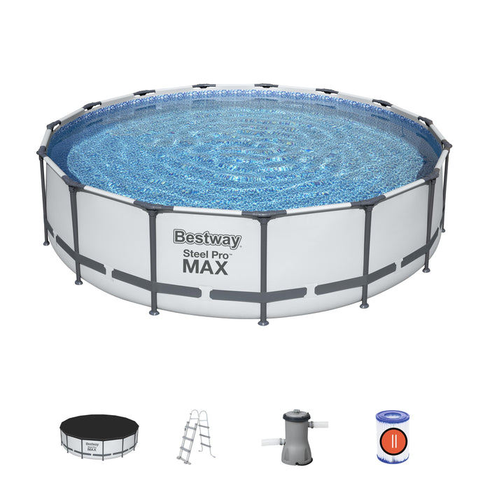 Steel Pro Max Circular Above Ground Swimming Pool with Pool Filter - 4.57M