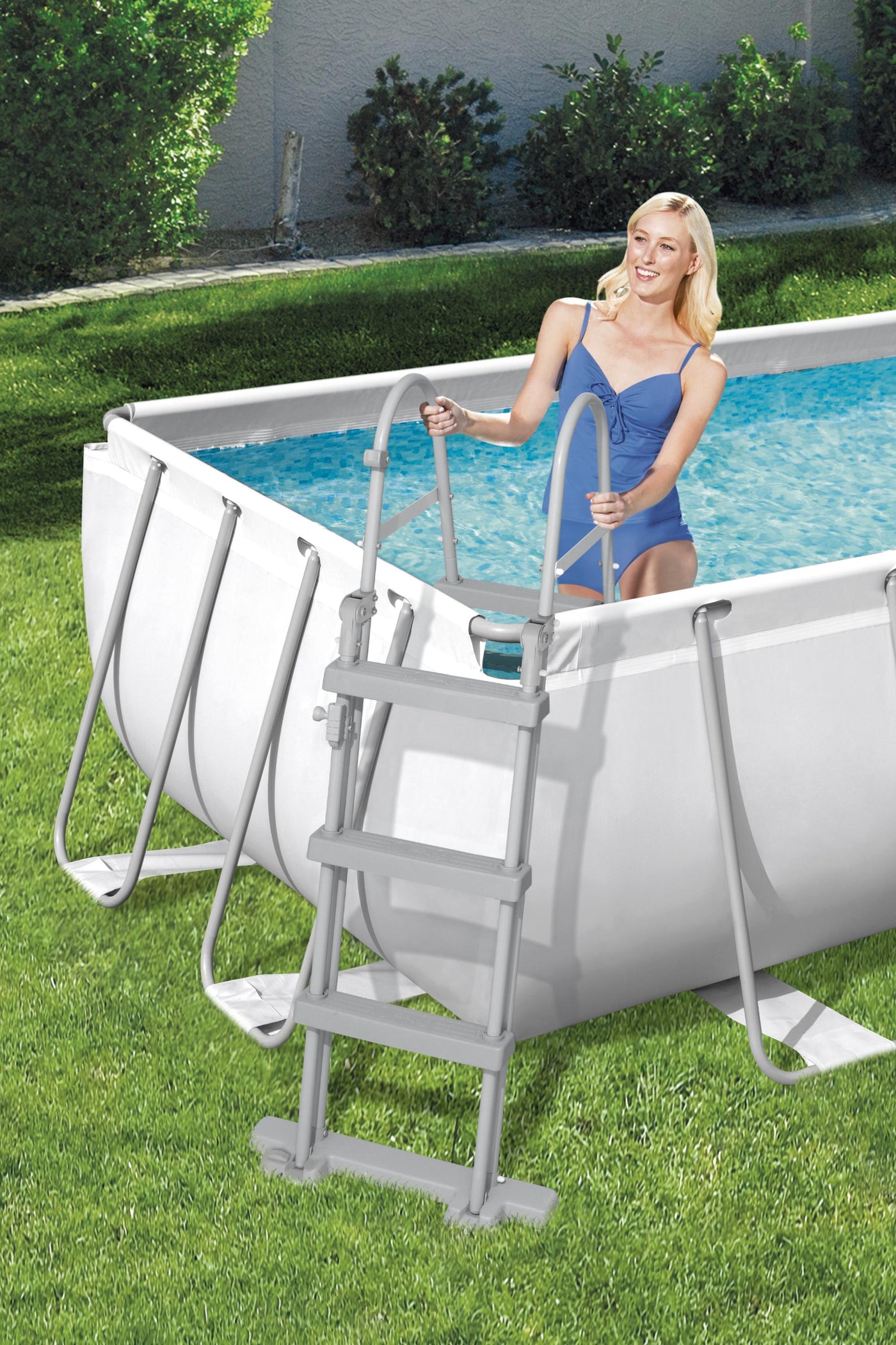 Bestway Power Steel Rectangular Frame Above Ground Swimming Pool with ...