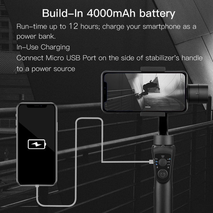 EKEN S5B Three-axis Handheld Gimbal Stabilizer Video Shooting Anti-shake Bracket for Mobile Phones Below 6.0 inches