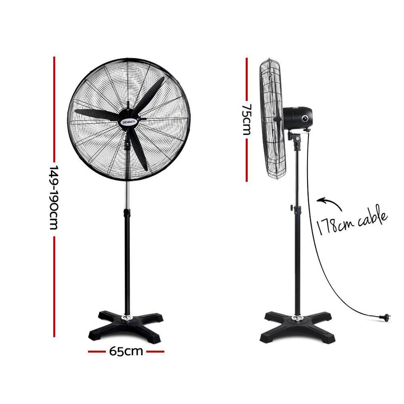 Bostin Life Devanti Industrial Pedestal Fan Floor Fans Black Dropshipzone