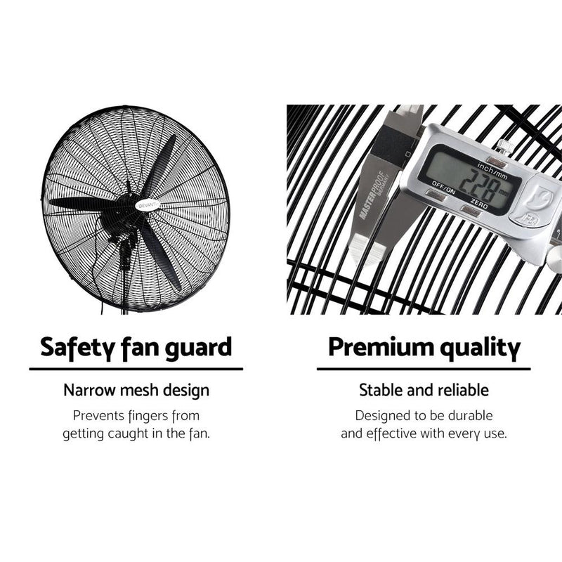 Bostin Life Devanti Industrial Pedestal Fan Floor Fans Black Dropshipzone