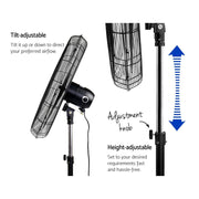 Bostin Life Devanti Industrial Pedestal Fan Floor Fans Black Dropshipzone