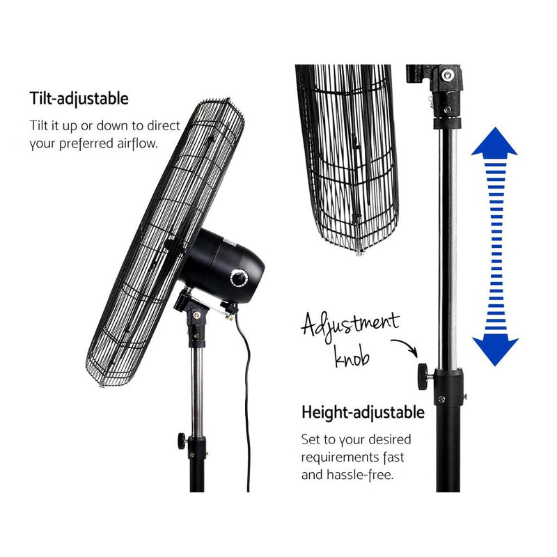 Bostin Life Devanti Industrial Pedestal Fan Floor Fans Black Dropshipzone