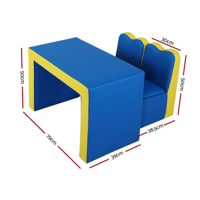 Bostin Life Keezi Kids Sofa Armchair Children Table Chair Couch Pu Padded Blue Storage Space Baby &
