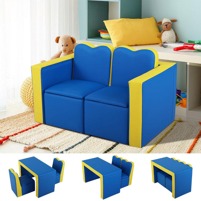 Bostin Life Keezi Kids Sofa Armchair Children Table Chair Couch Pu Padded Blue Storage Space Baby &