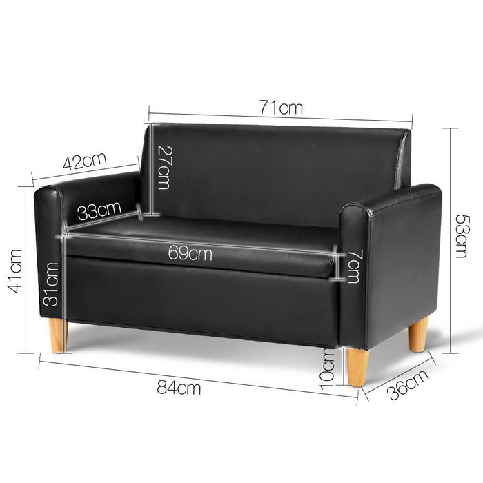 Keezi Storage Kids Sofa Children Lounge Chair Couch Pu Leather Padded Black Baby & > Furniture