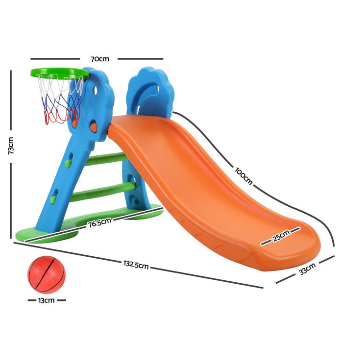 Bostin Life Keezi Kids Slide With Basketball Hoop Ladder Base Outdoor Indoor Playground Toddler Play