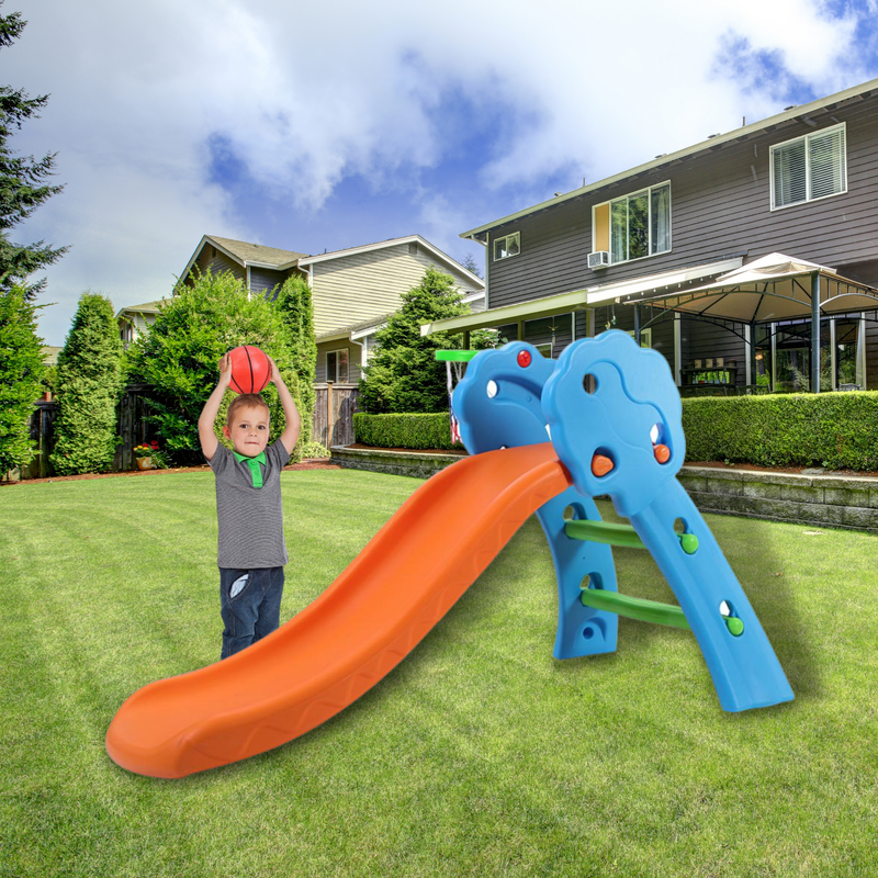 Kids Slide with Basketball Hoop Outdoor Indoor Playground Toddler Play