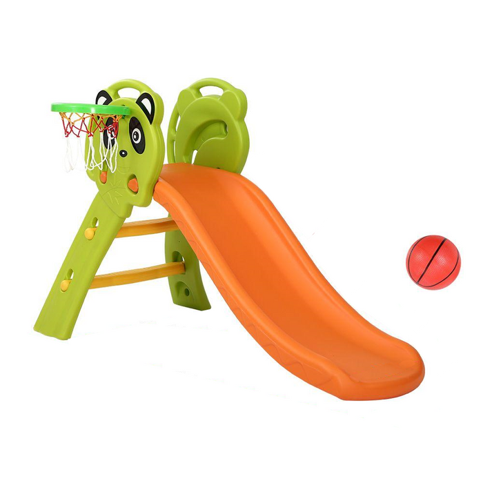 Kids Outdoor Slide Basketball Hoop Activity Center - Orange