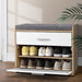 Bostin Life Shoe Cabinet Bench Shoes Storage Organiser Rack Fabric Seat Wooden Cupboard Up To 8