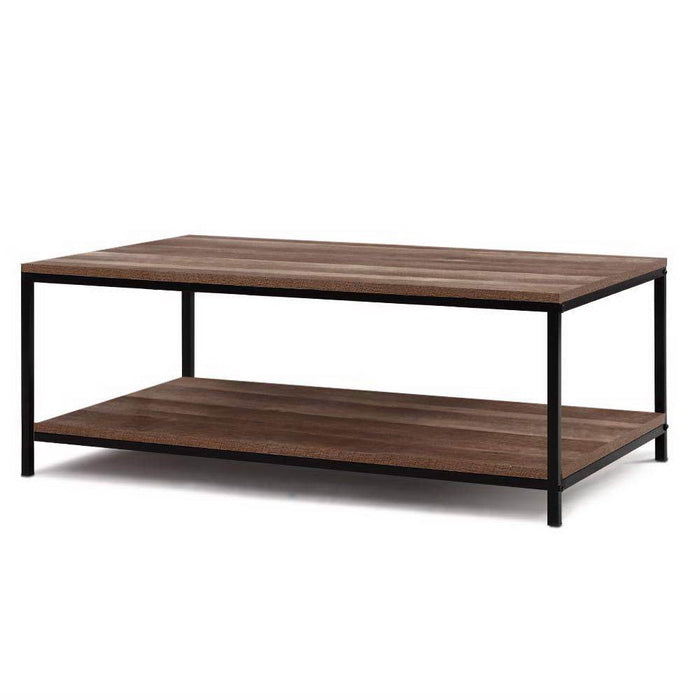 Industrial Style Wood and Metal Frame Coffee Table
