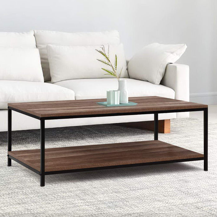Industrial Style Wood and Metal Frame Coffee Table