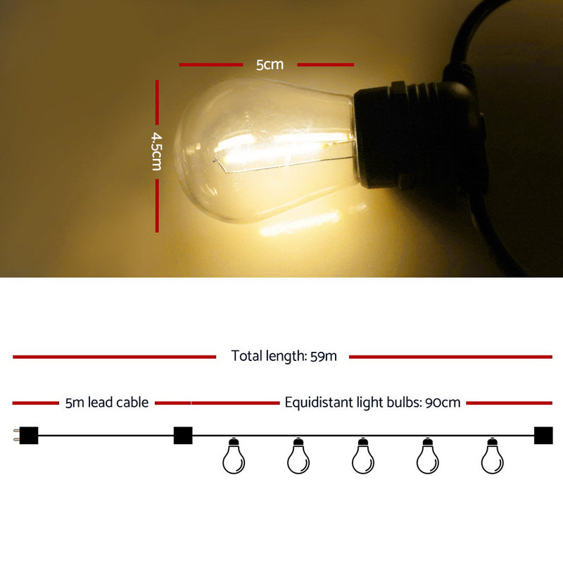 60 LED Festoon String Lights Wedding Christmas Outdoor S14