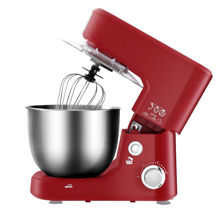 Devanti Electric Stand Mixer 1200W Kitche Beater Cake Aid Whisk Bowl Hook Red Appliances > Kitchen