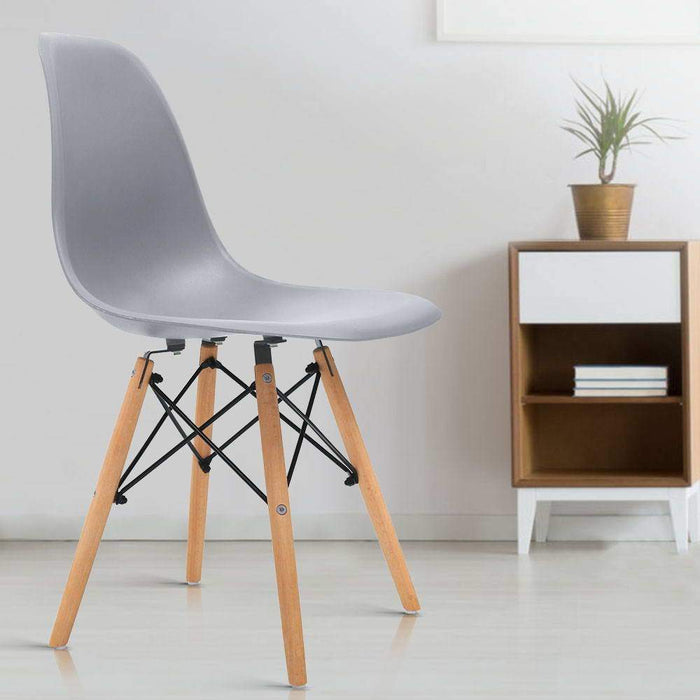 Bostin Life 4 X Retro Replica Dsw Dining Chairs For Kitchen Or Cafe With Beech Wood Legs Grey