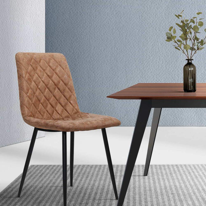 Artiss Dining Chairs Replica Kitchen Chair Pu Leather Padded Retro Iron Legs X2 Furniture >