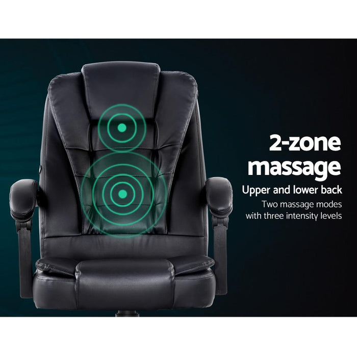 Bostin Life Artiss Electric Massage Office Chairs Pu Leather Recliner Computer Gaming Seat Black