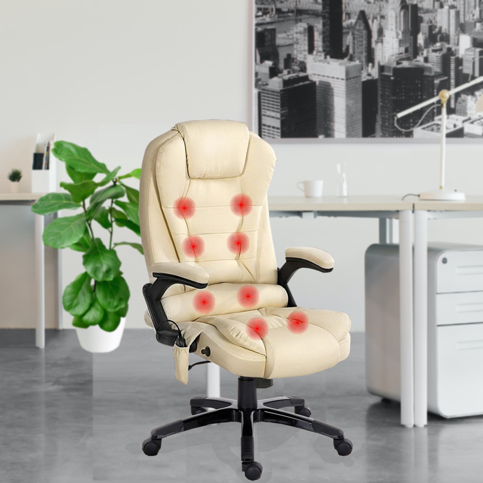Bostin Life Pu Leather 8 Point Massage Chair - Beige Furniture > Office
