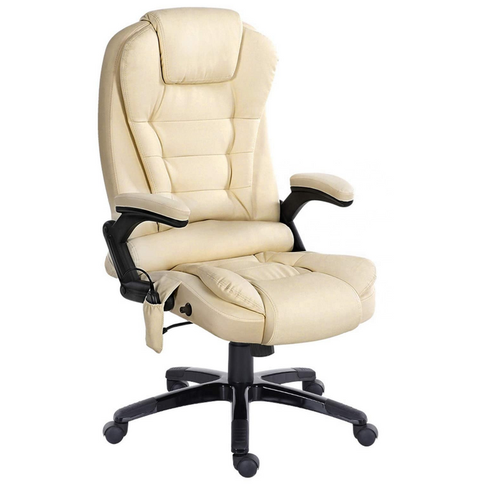 PU Leather 8 Point Massage Chair - Beige