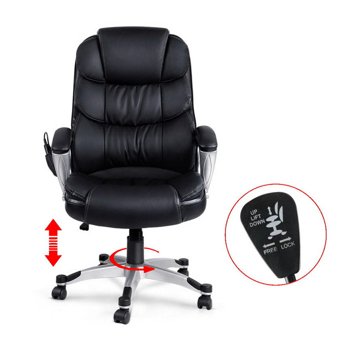 PU Leather 8 Point Massage Chair - Black