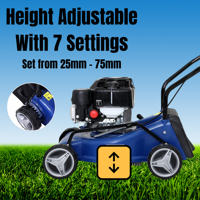 2-IN-1 17" 139cc 4 Stroke Petrol Push Lawnmower with Plastic Deck and Nylon Grass Catcher