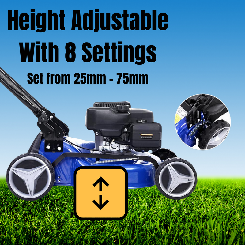 4-IN-1 19" 175cc 4 Stroke Petrol Push Lawnmower with Grass Catcher