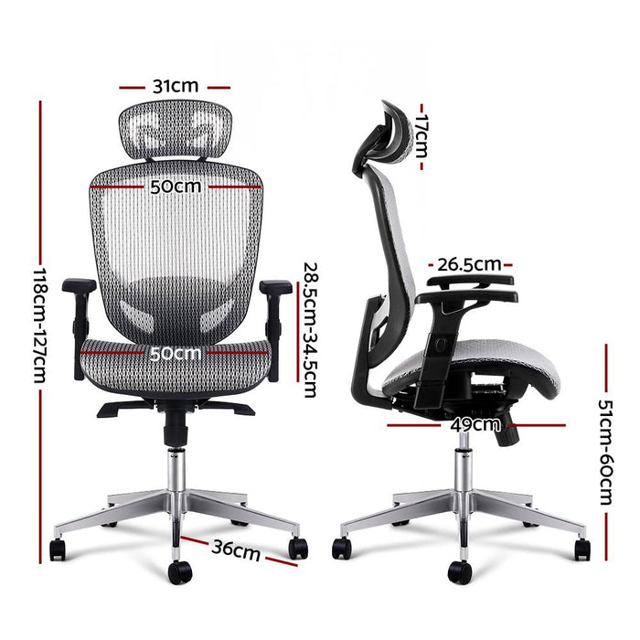 Artiss Office Chair Gaming Computer Chairs Mesh Net Seating Grey Furniture >