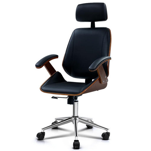 Bostin Life Wooden Office Chair Computer Gaming Chairs Executive Leather Black Dropshipzone