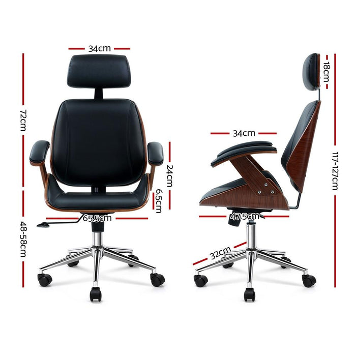 Bostin Life Wooden Office Chair Computer Gaming Chairs Executive Leather Black Dropshipzone