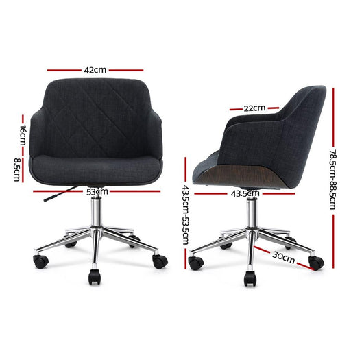 Bostin Life Wooden Office Chair Computer Gaming Chairs Executive Fabric Grey Furniture >