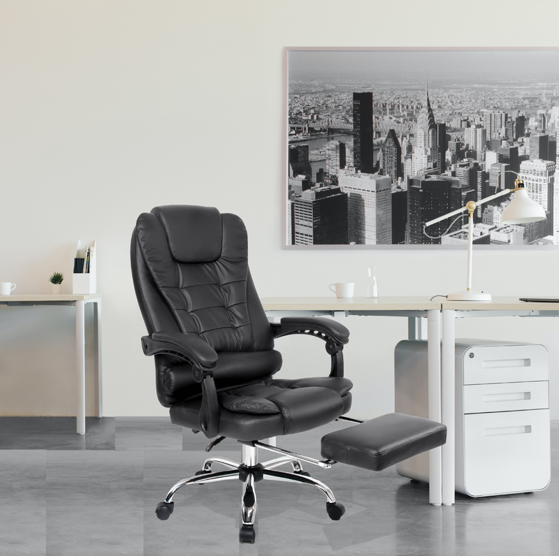 Bostin Life Pu Leather Reclining Chair With Footrest - Black Furniture > Office