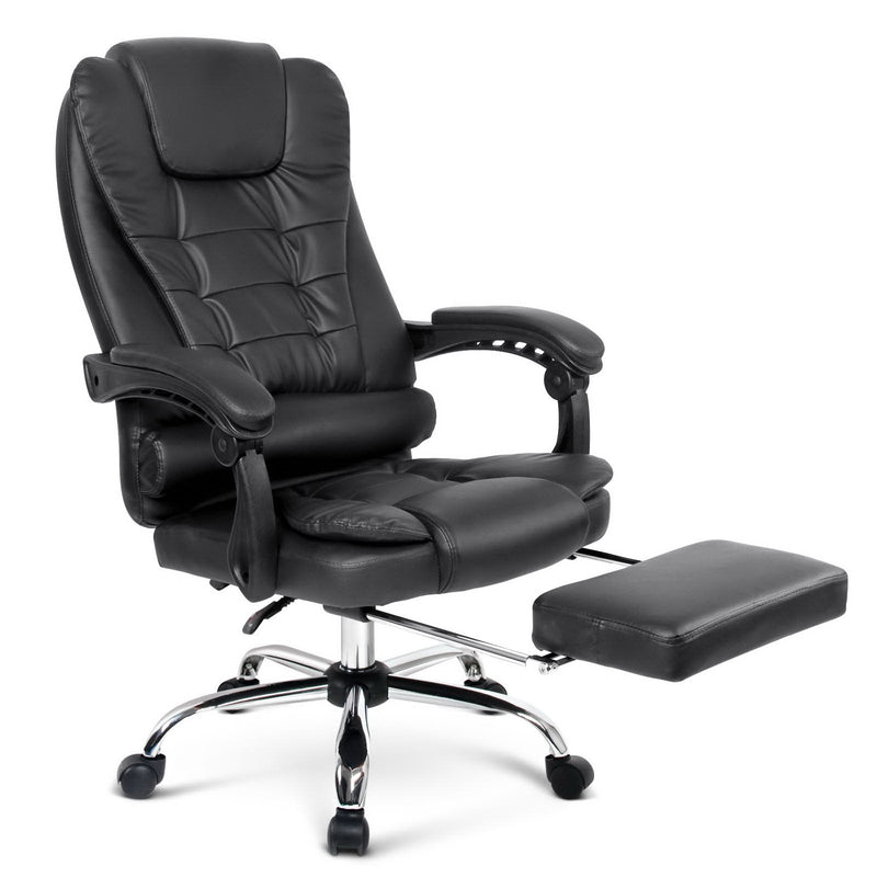 Bostin Life Pu Leather Reclining Chair With Footrest - Black Furniture > Office