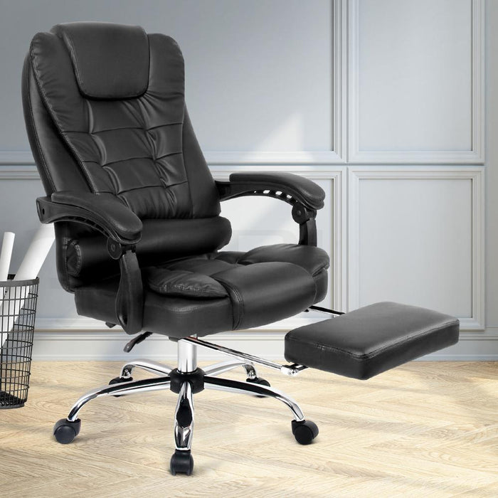 Bostin Life Pu Leather Reclining Chair With Footrest - Black Furniture > Office